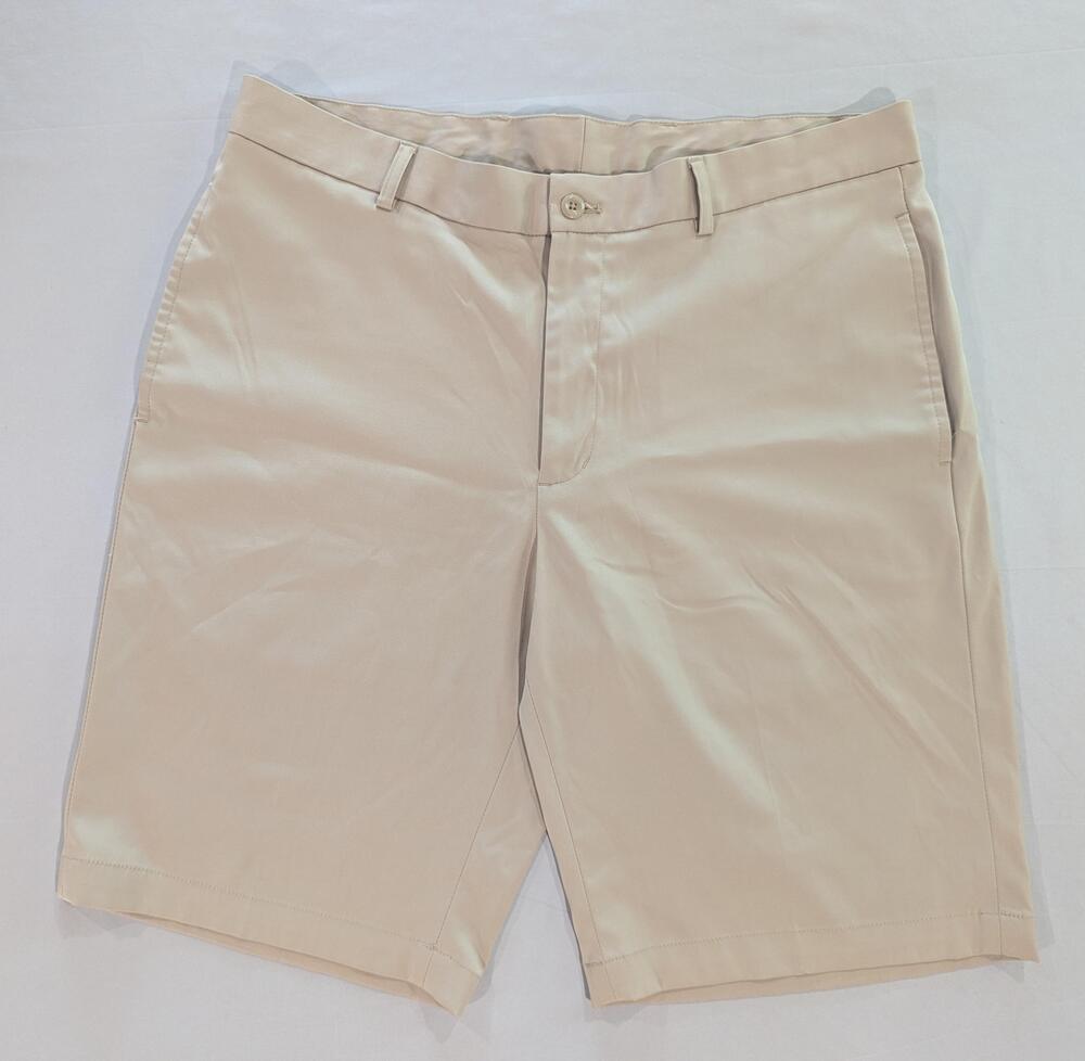 Slazenger Shorts Mens 34 Beige Microfiber Chino Stretch 9 Inseam Casual
